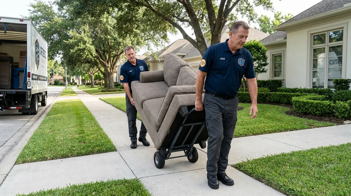 Local residential moving crew loading furniture in Donora, PA